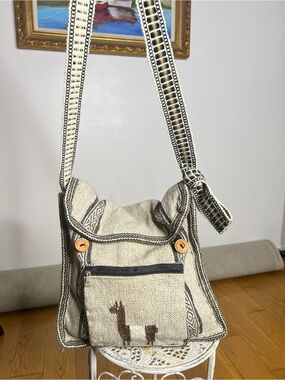 Handwoven Neutral Alpaca-Style Crossbody Messenger Bag